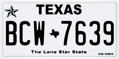 TX license plate BCW7639
