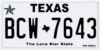 TX license plate BCW7643