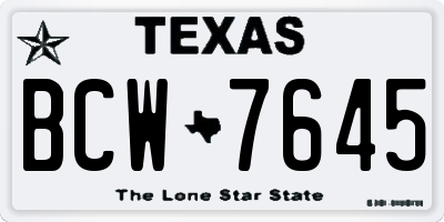 TX license plate BCW7645
