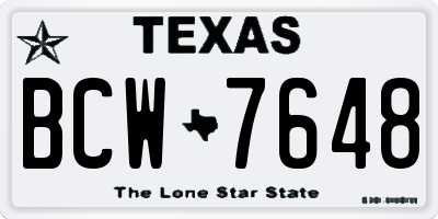 TX license plate BCW7648