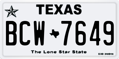 TX license plate BCW7649