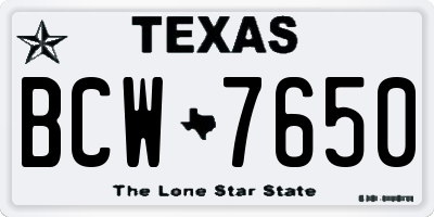 TX license plate BCW7650