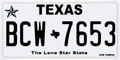 TX license plate BCW7653
