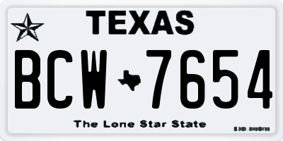 TX license plate BCW7654