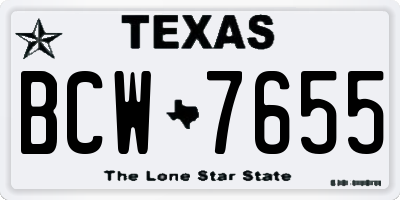 TX license plate BCW7655