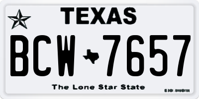 TX license plate BCW7657