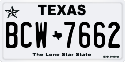 TX license plate BCW7662
