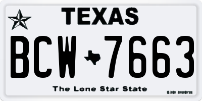 TX license plate BCW7663