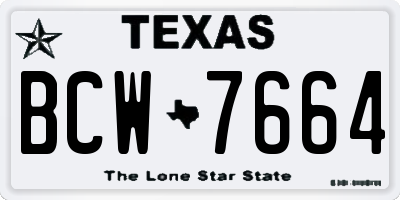 TX license plate BCW7664