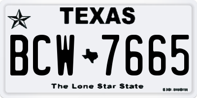 TX license plate BCW7665