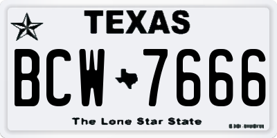TX license plate BCW7666