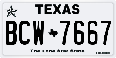 TX license plate BCW7667