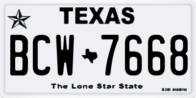 TX license plate BCW7668