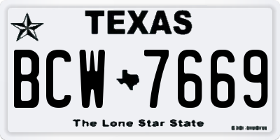 TX license plate BCW7669