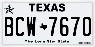 TX license plate BCW7670