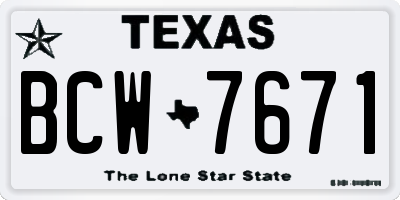TX license plate BCW7671