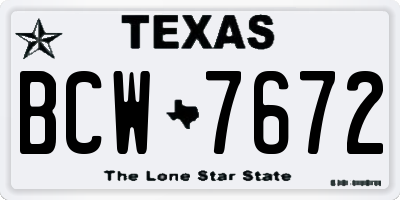 TX license plate BCW7672
