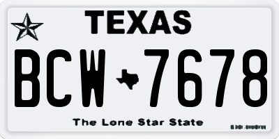 TX license plate BCW7678