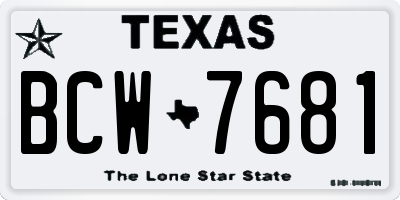 TX license plate BCW7681