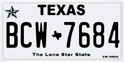 TX license plate BCW7684