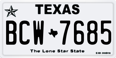 TX license plate BCW7685