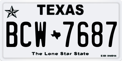 TX license plate BCW7687