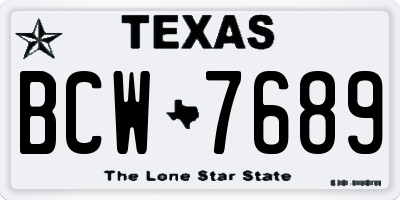 TX license plate BCW7689
