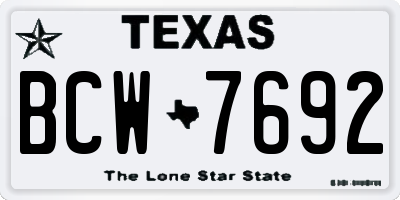 TX license plate BCW7692
