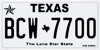 TX license plate BCW7700