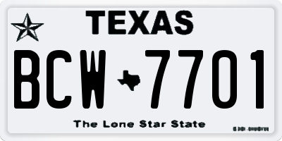 TX license plate BCW7701
