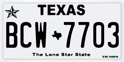 TX license plate BCW7703