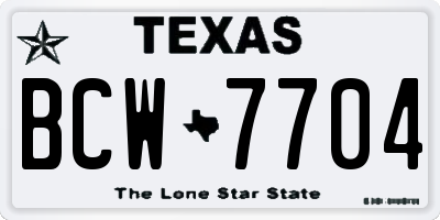 TX license plate BCW7704