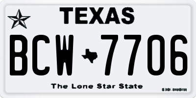 TX license plate BCW7706