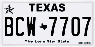 TX license plate BCW7707