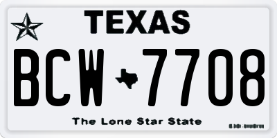 TX license plate BCW7708