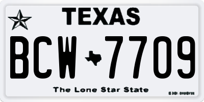 TX license plate BCW7709