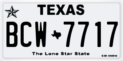 TX license plate BCW7717