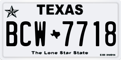 TX license plate BCW7718