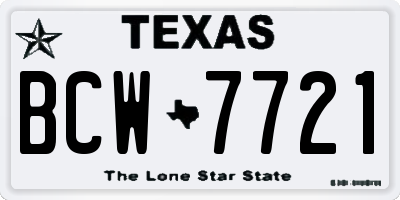 TX license plate BCW7721