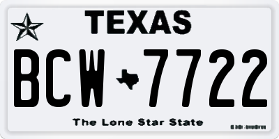 TX license plate BCW7722