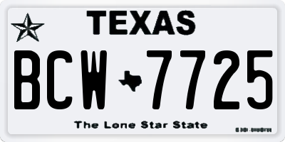 TX license plate BCW7725