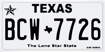 TX license plate BCW7726