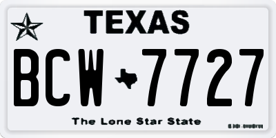 TX license plate BCW7727