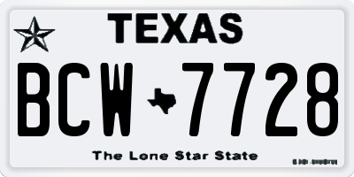 TX license plate BCW7728