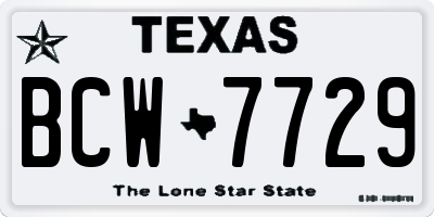 TX license plate BCW7729