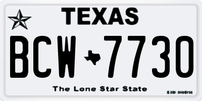 TX license plate BCW7730