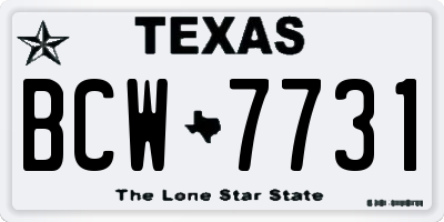TX license plate BCW7731