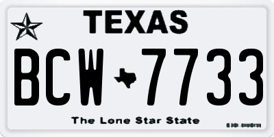 TX license plate BCW7733