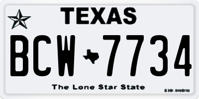 TX license plate BCW7734