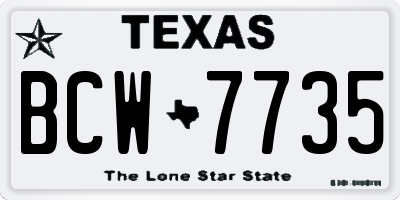 TX license plate BCW7735